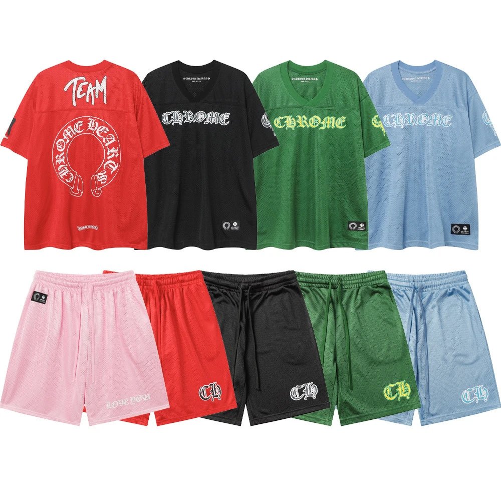 Chrome Hearts Mesh Jersey Shorts Set Graphic Streetwear Matching Set Multicolor