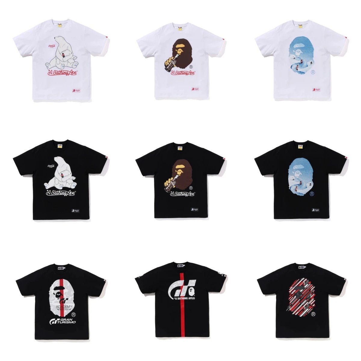 A Bathing Ape BAPE Coca-Cola and Gran Turismo Graphic Streetwear T-Shirt Multicolor