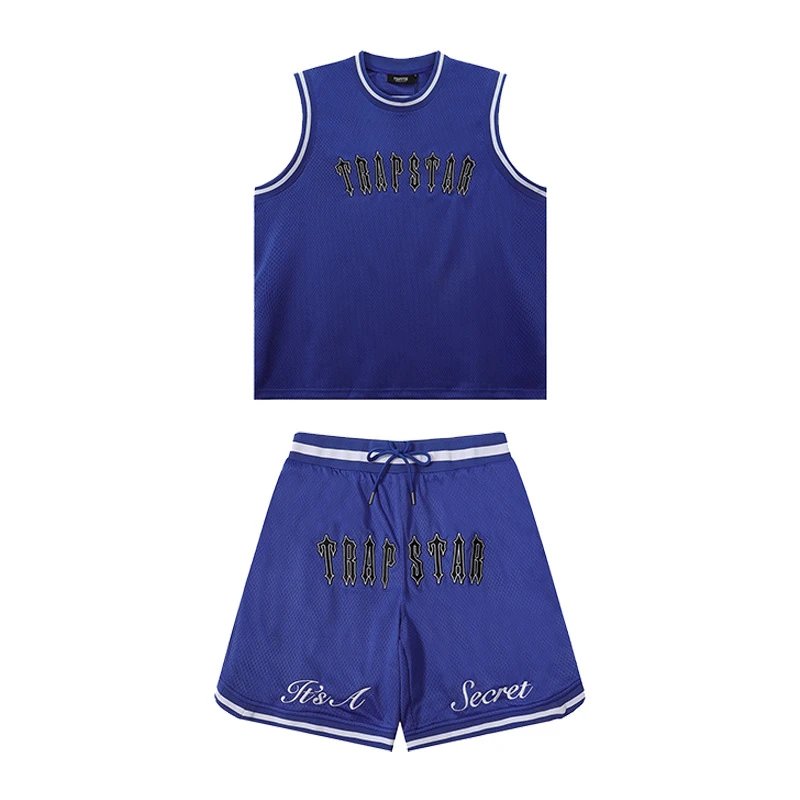 Trapstar It's A Secret Mesh Basketball Jersey Set Blue