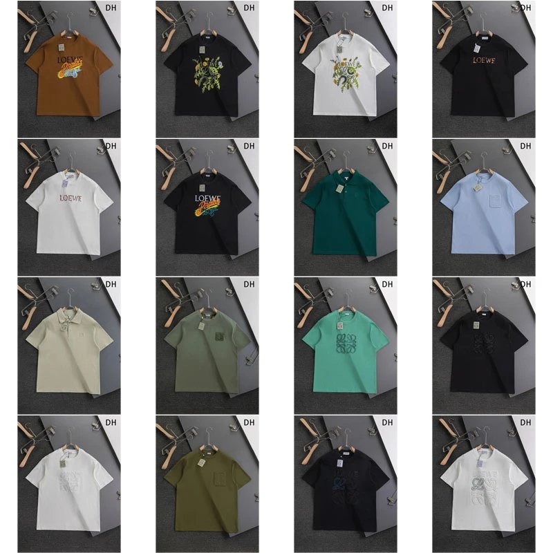 Loewe Graphic and Anagram Print Cotton T-Shirt Collection Multicolor