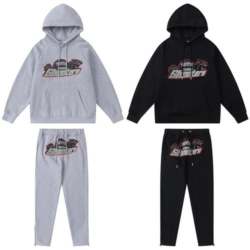 Trapstar Shooters Graphic Streetwear Tracksuit Set Black and Gray