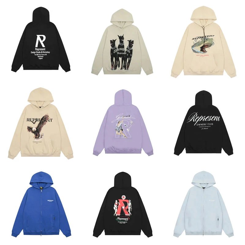 Represent Graphic Print Oversized Hoodie Multicolor