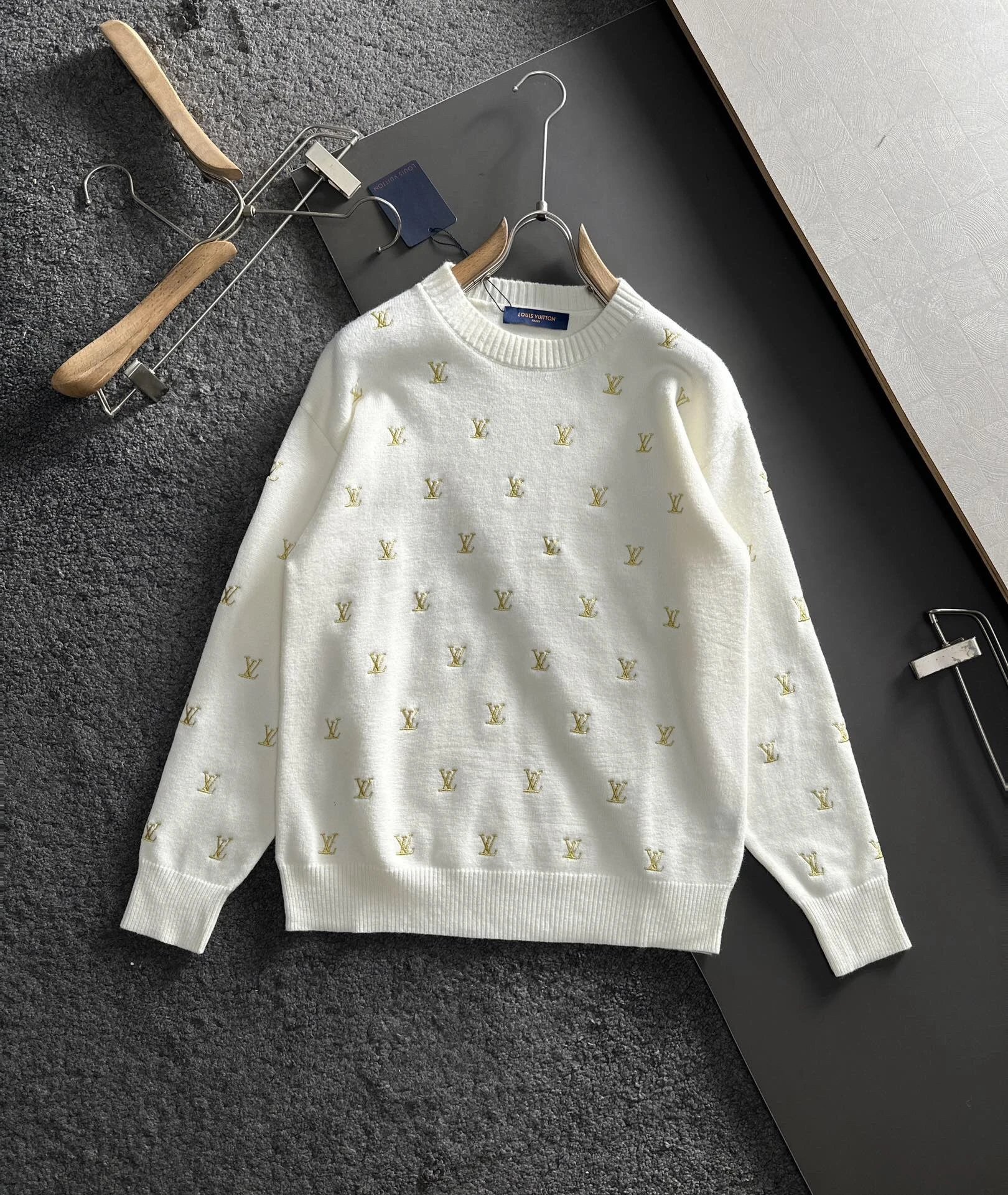 Louis Vuitton LV Monogram Knit Crewneck Sweater White