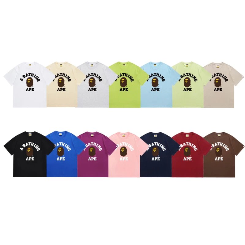 A Bathing Ape BAPE College Graphic Tee Cotton T-Shirt Multicolor