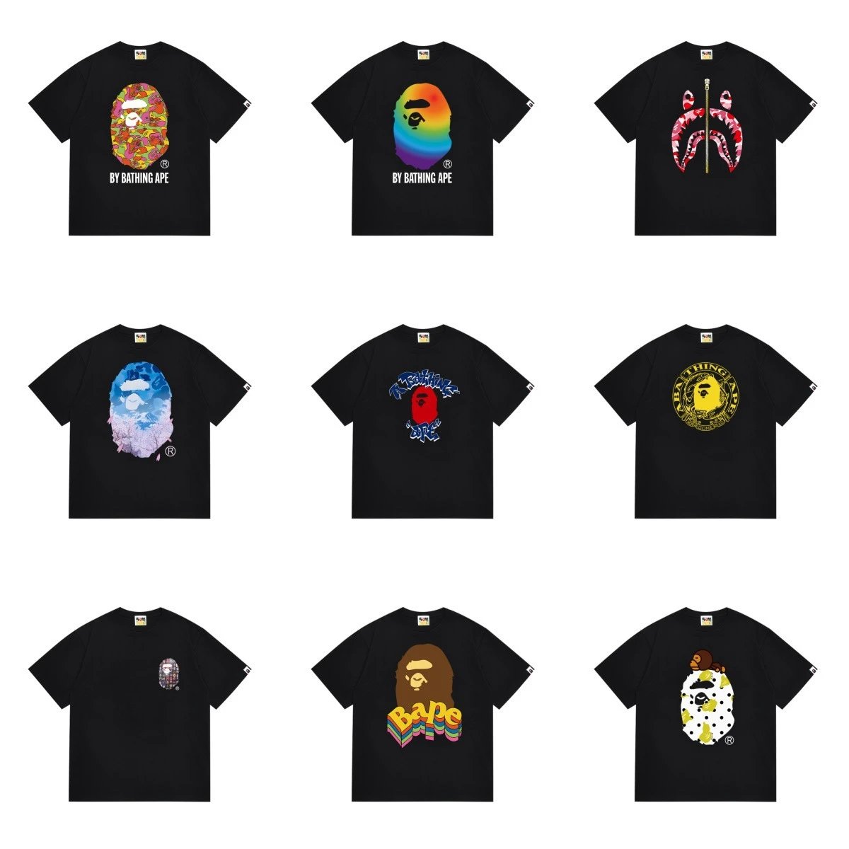 A Bathing Ape BAPE Graphic Tee Collection Streetwear T-Shirt Black