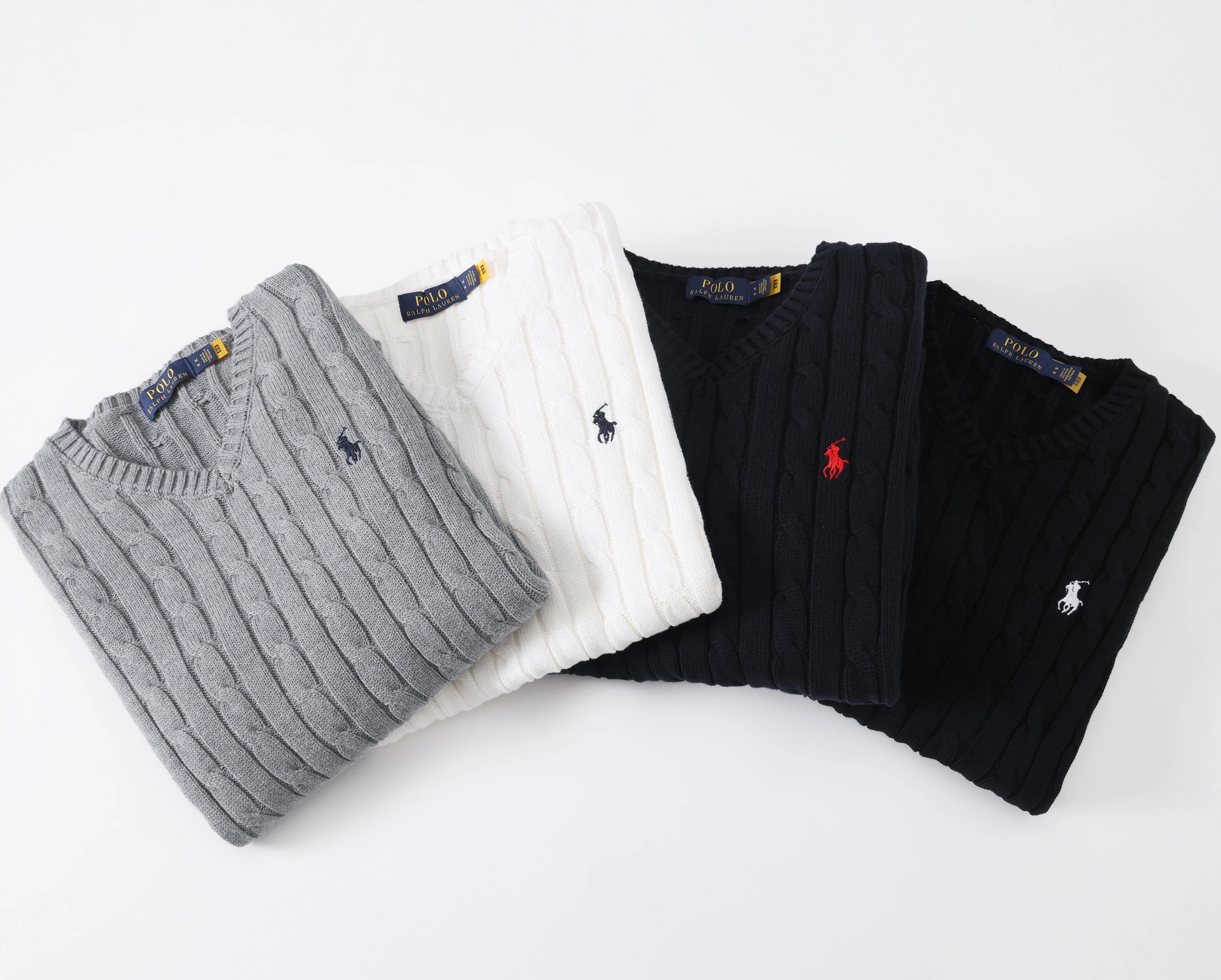 Polo Ralph Lauren PRL Cable Knit V-Neck Sweater Multicolor