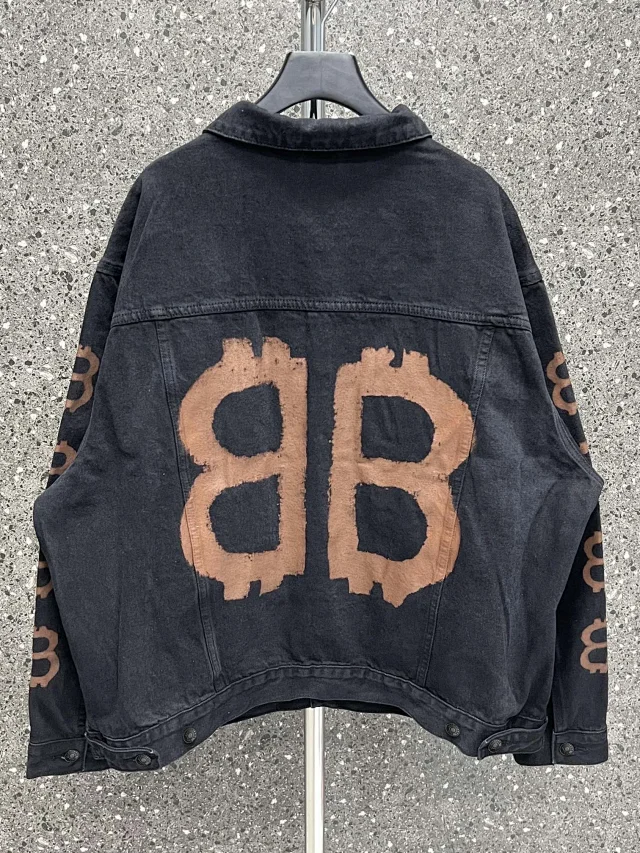 Balenciaga BB Monogram Oversized Denim Jacket Black