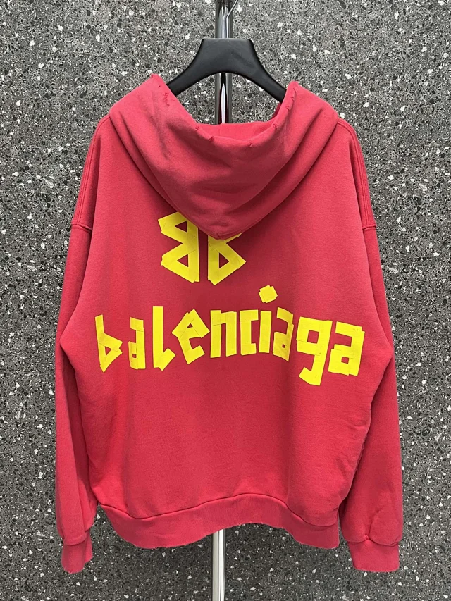 Balenciaga Gaffer Tape Oversized Hoodie Red and Yellow