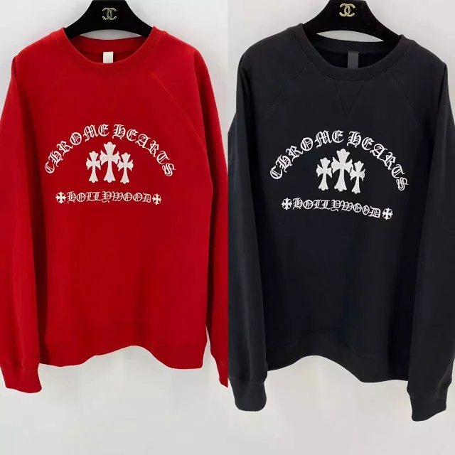 Chrome Hearts Hollywood Cross Print Graphic Sweatshirt Red and Black
