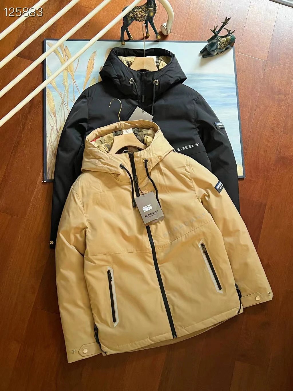 Burberry Check Lined Hooded Jacket Casual Beige and Black
