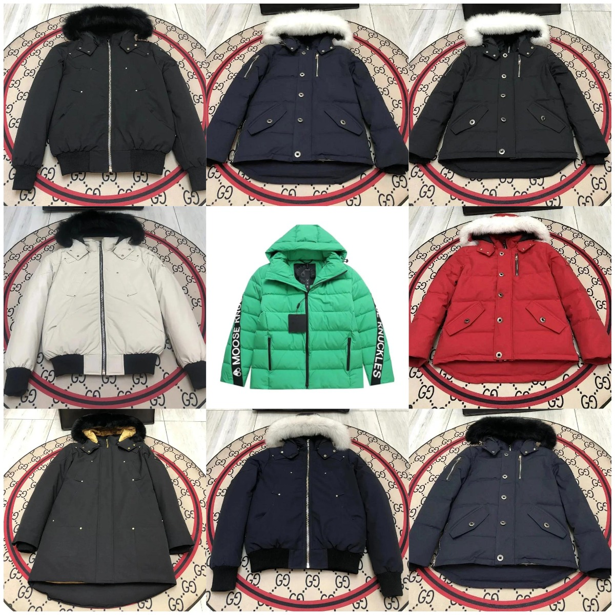 Moose Knuckles Puffer Jacket Fur Trim Winter Down Jacket Multicolor