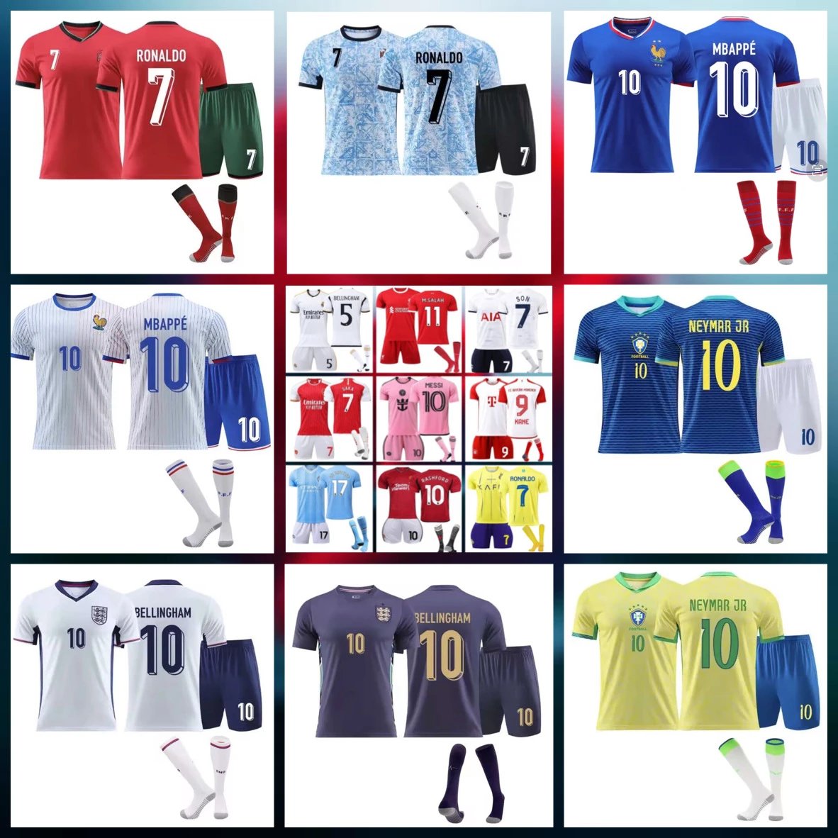 Design Soccer Jersey Sets Retro Football Training Kit Multicolor