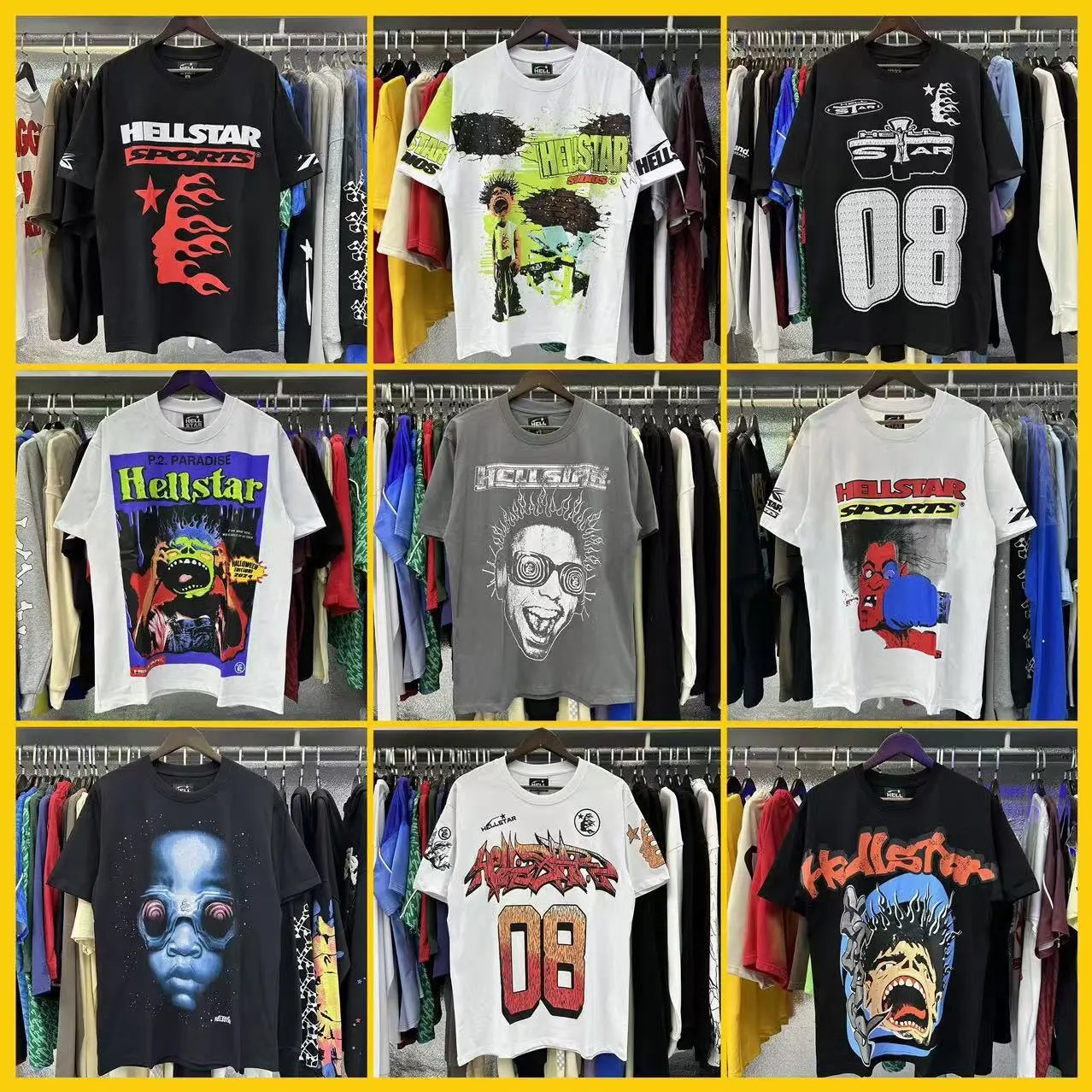 Hellstar Graphic Print Streetwear T-Shirt Multicolor