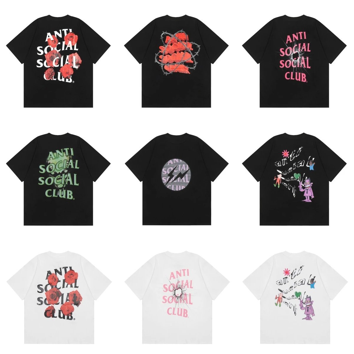 Anti Social Social Club ASSC Graphic Print Streetwear T-Shirt Black and White