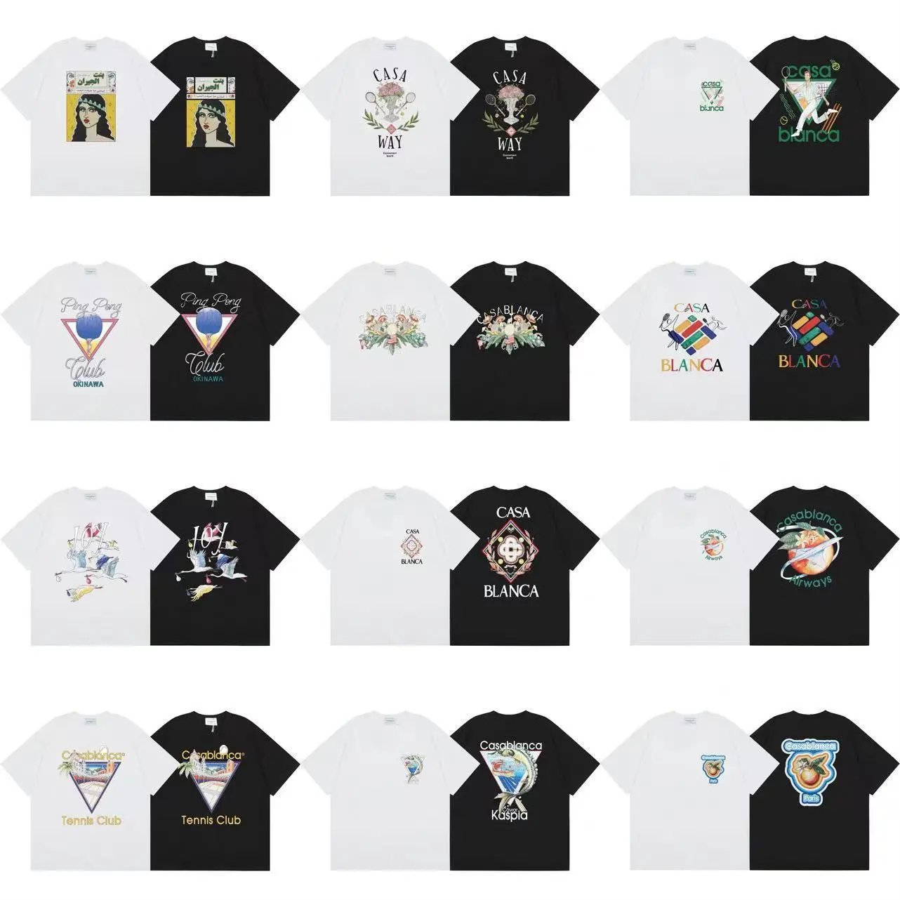 Casablanca Graphic Print Cotton T-Shirt White and Black