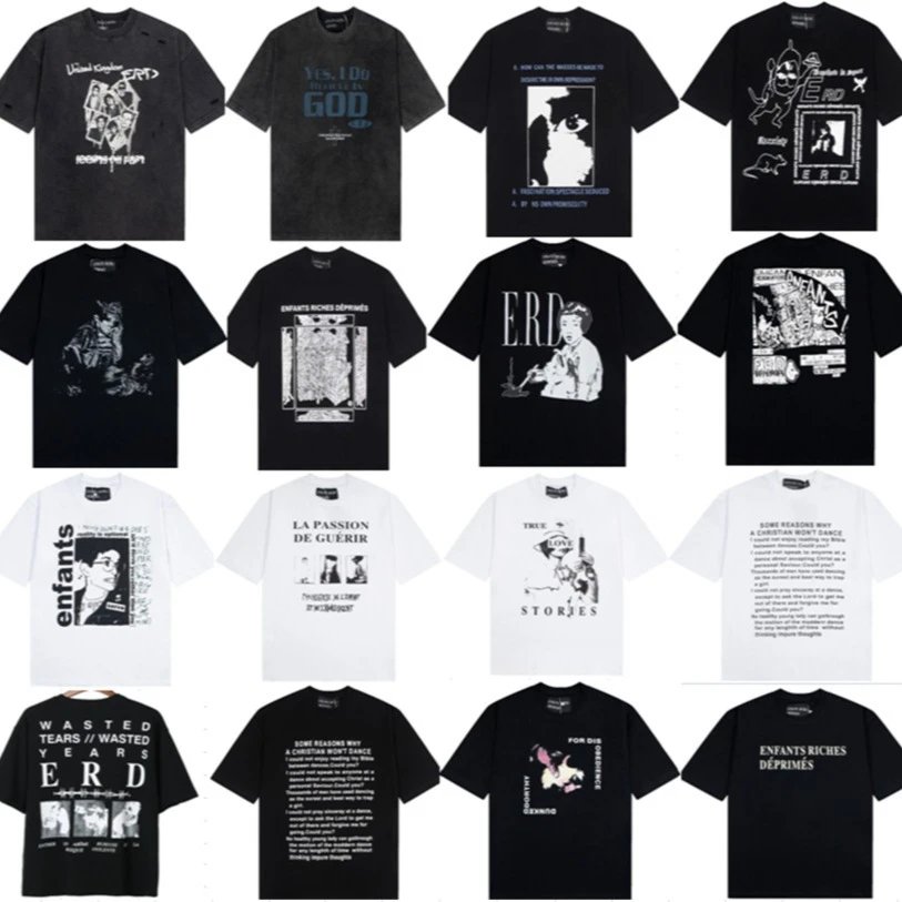 Enfants Riches Déprimés ERD Graphic Print Oversized Tee Black and White