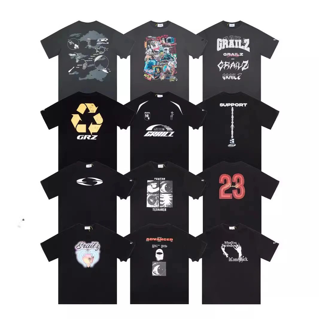 GRAILZ Graphic Print Streetwear T-Shirt Black