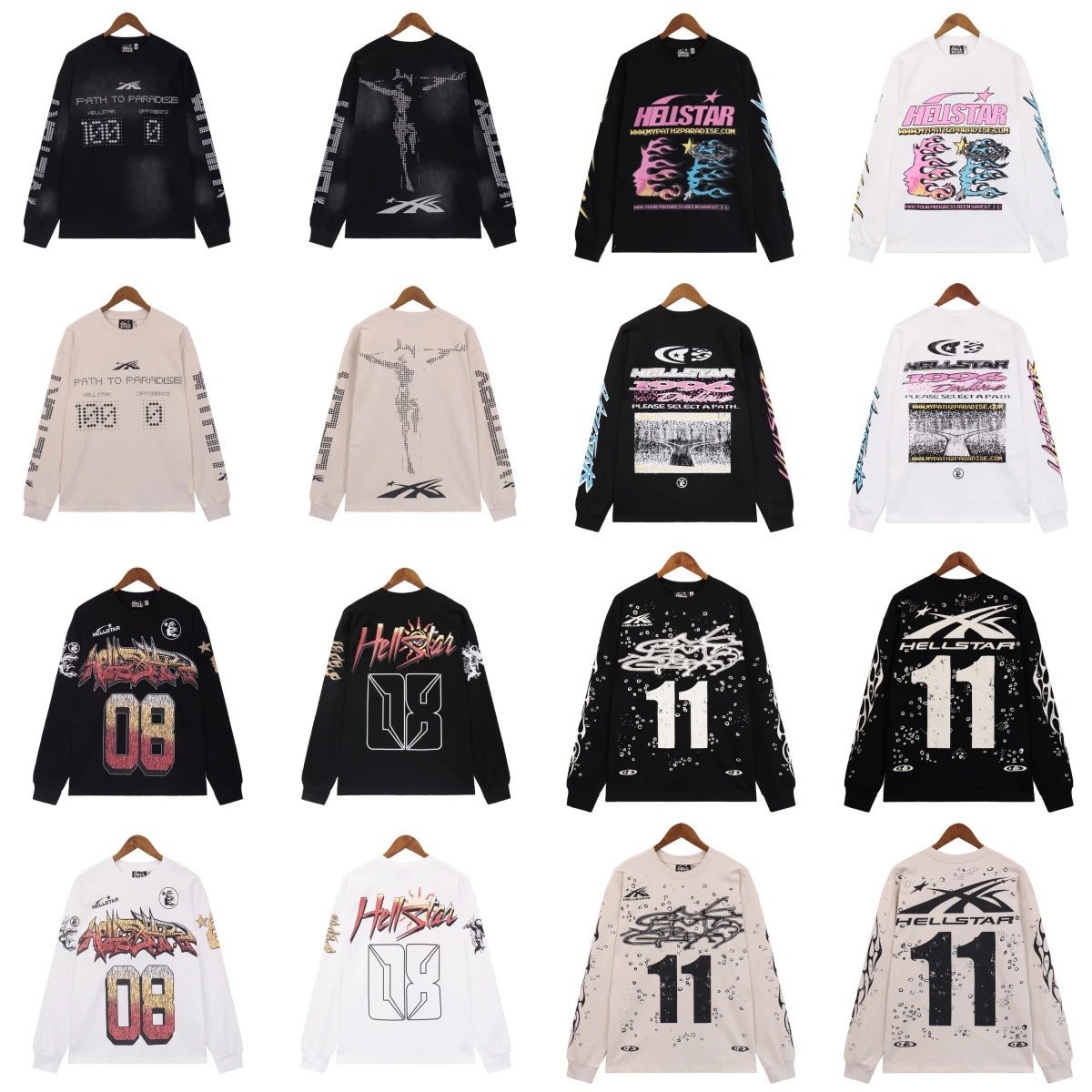 Hellstar Graphic Long Sleeve Cotton T-Shirt Multicolor