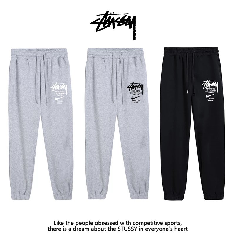 Stussy World Tour Graphic Streetwear Joggers Black and Gray