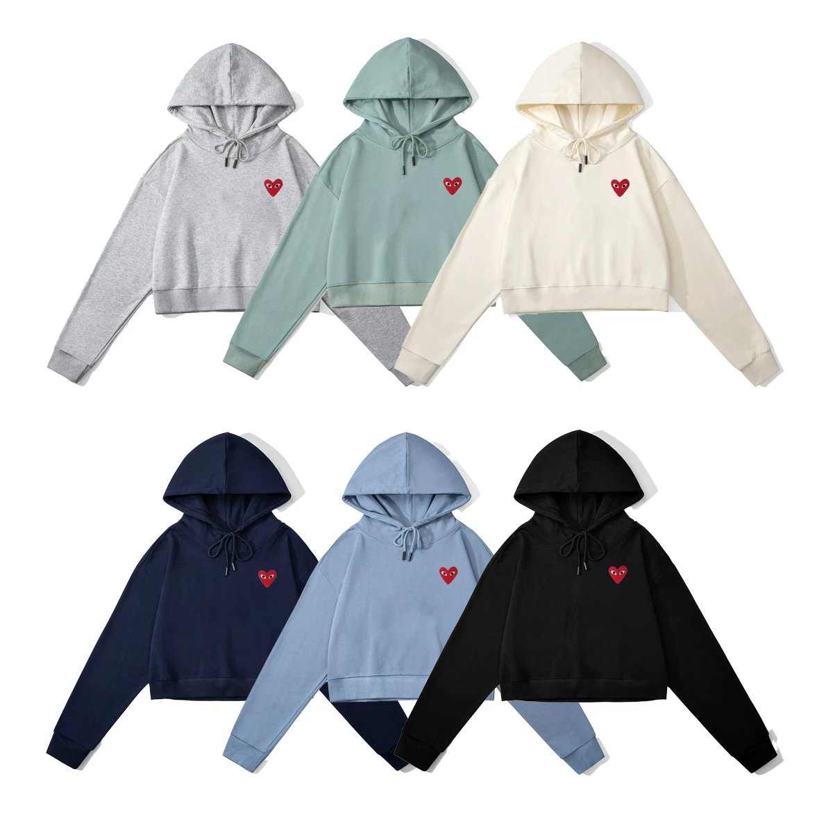 Comme des Garçons CDG Heart Patch Cropped Hoodie Multicolor