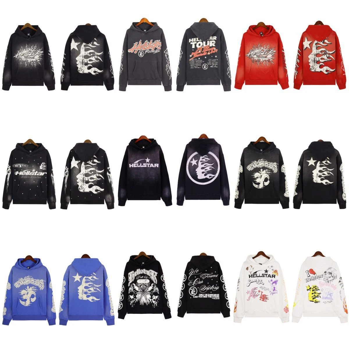 Hellstar Graphic Print Streetwear Hoodie Multicolor