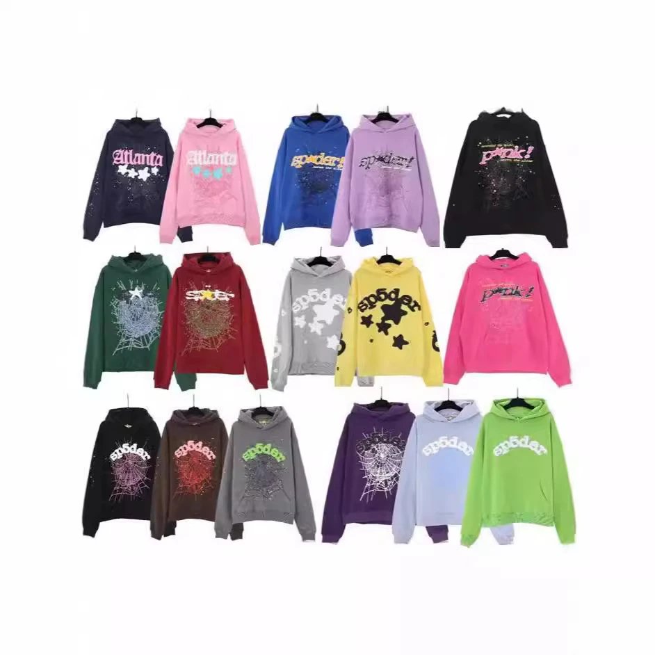 Sp5der Web Graphic Streetwear Hoodie Multicolor