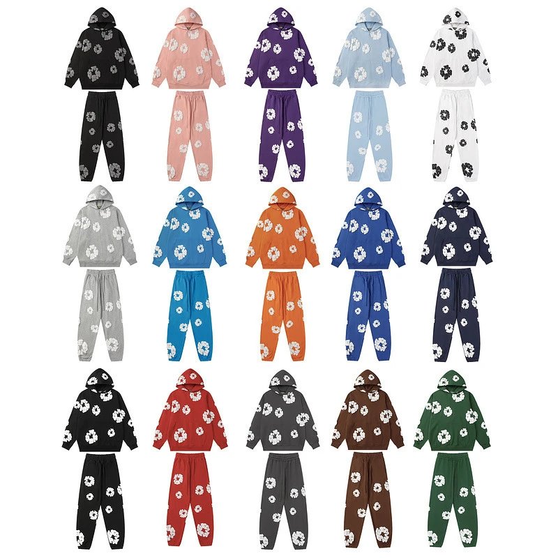 Design Floral Print Oversized Streetwear Tracksuit Set Multicolor