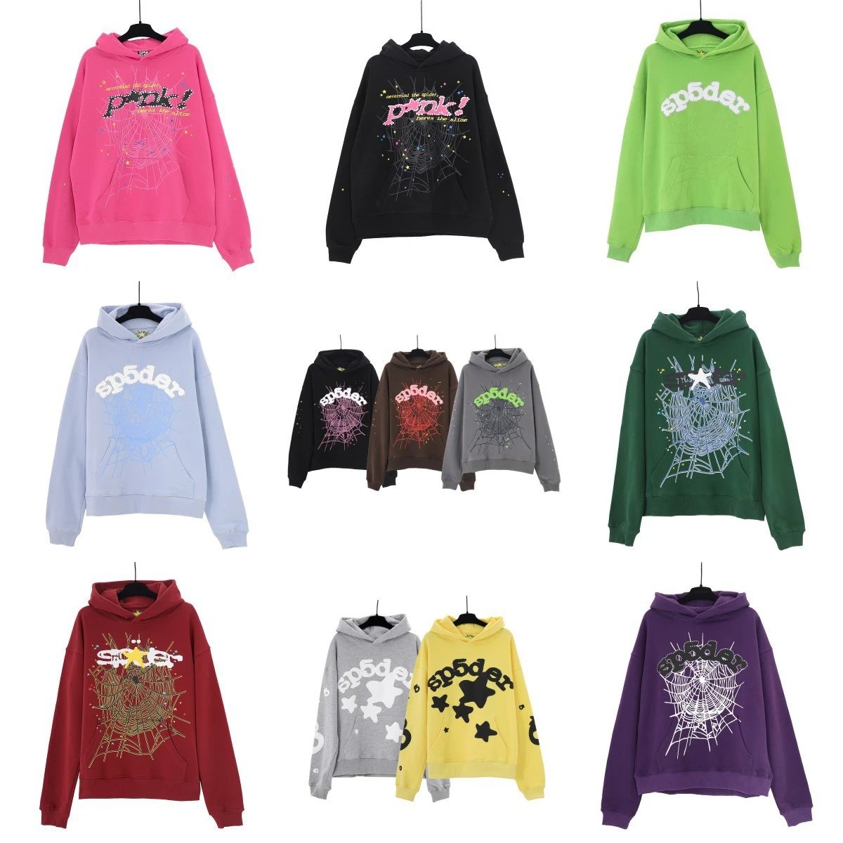 Sp5der Sp5der Web Graphic Streetwear Hoodie Multicolor