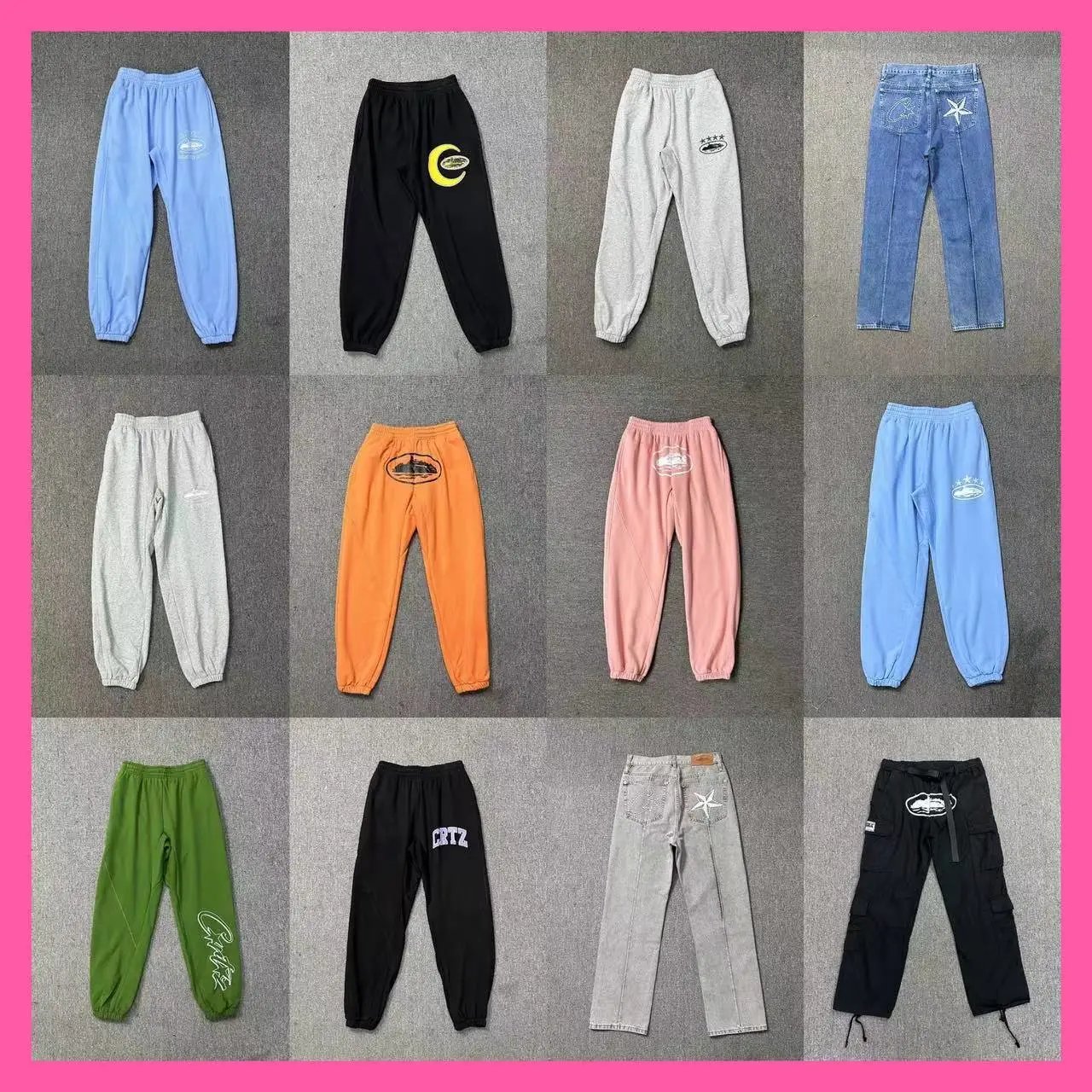 Corteiz CRTZ Graphic Print Streetwear Joggers and Jeans Multicolor