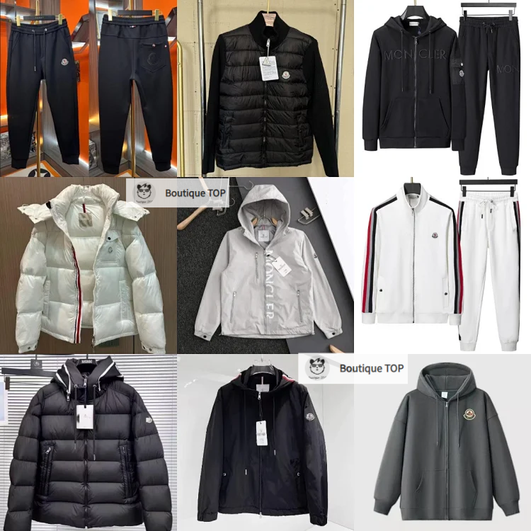 Moncler Collection Casual Tracksuit Set Black and White