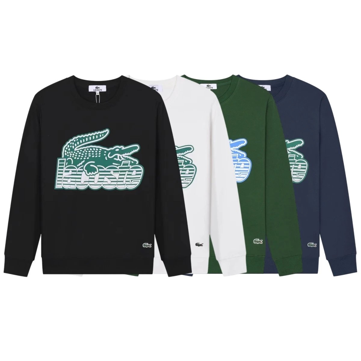 Lacoste Graphic Print Cotton Crewneck Sweatshirt Multicolor