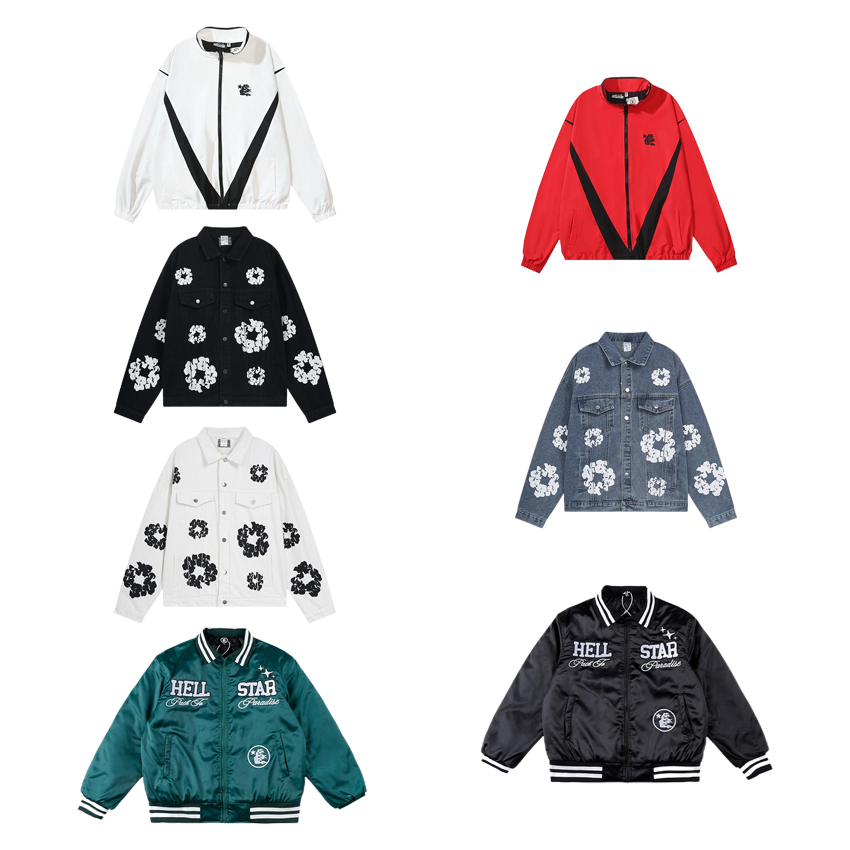 Hellstar Graphic Varsity and Denim Jackets Streetwear Collection Multicolor