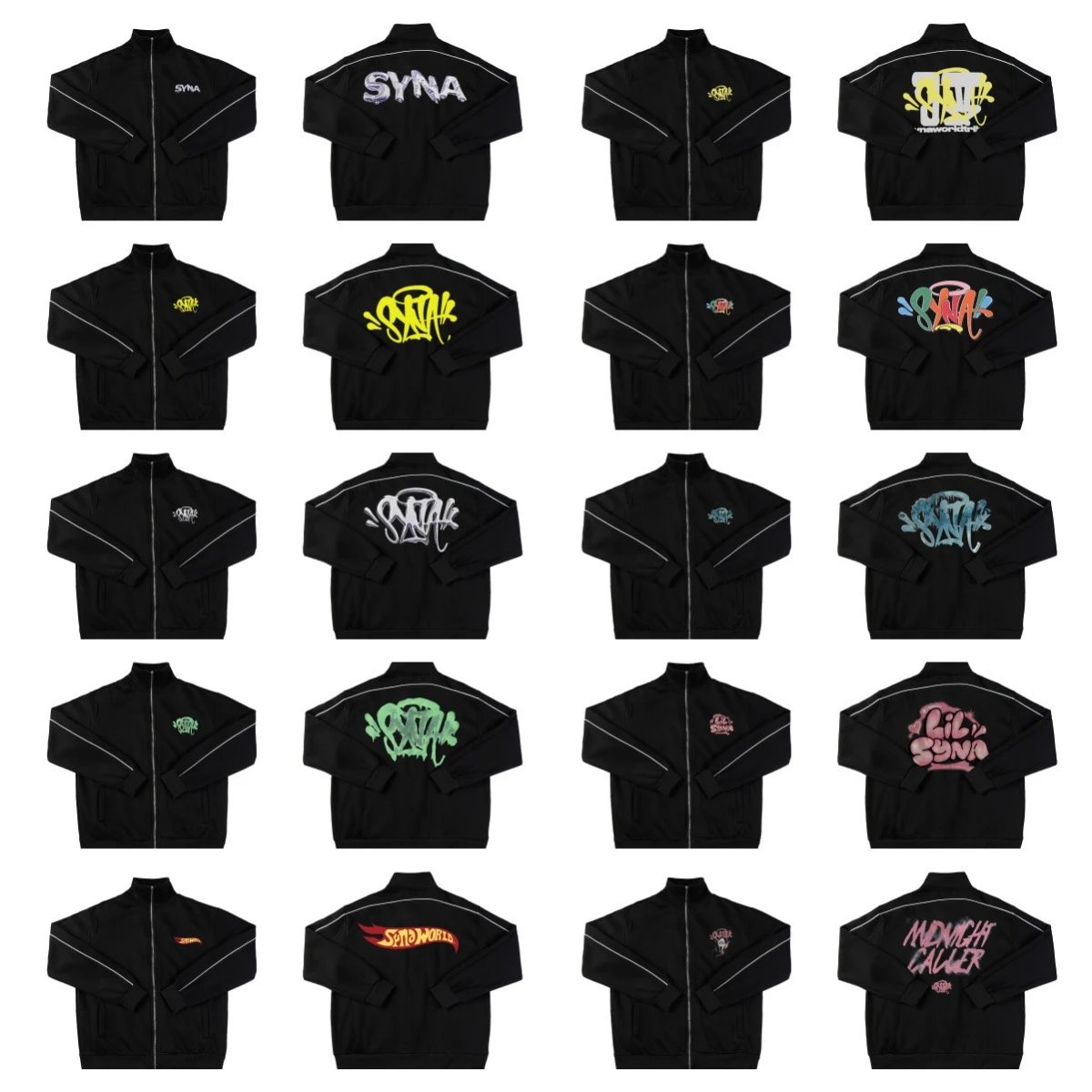 Syna World Syna Track Jacket Streetwear Zip-Up Jacket Black