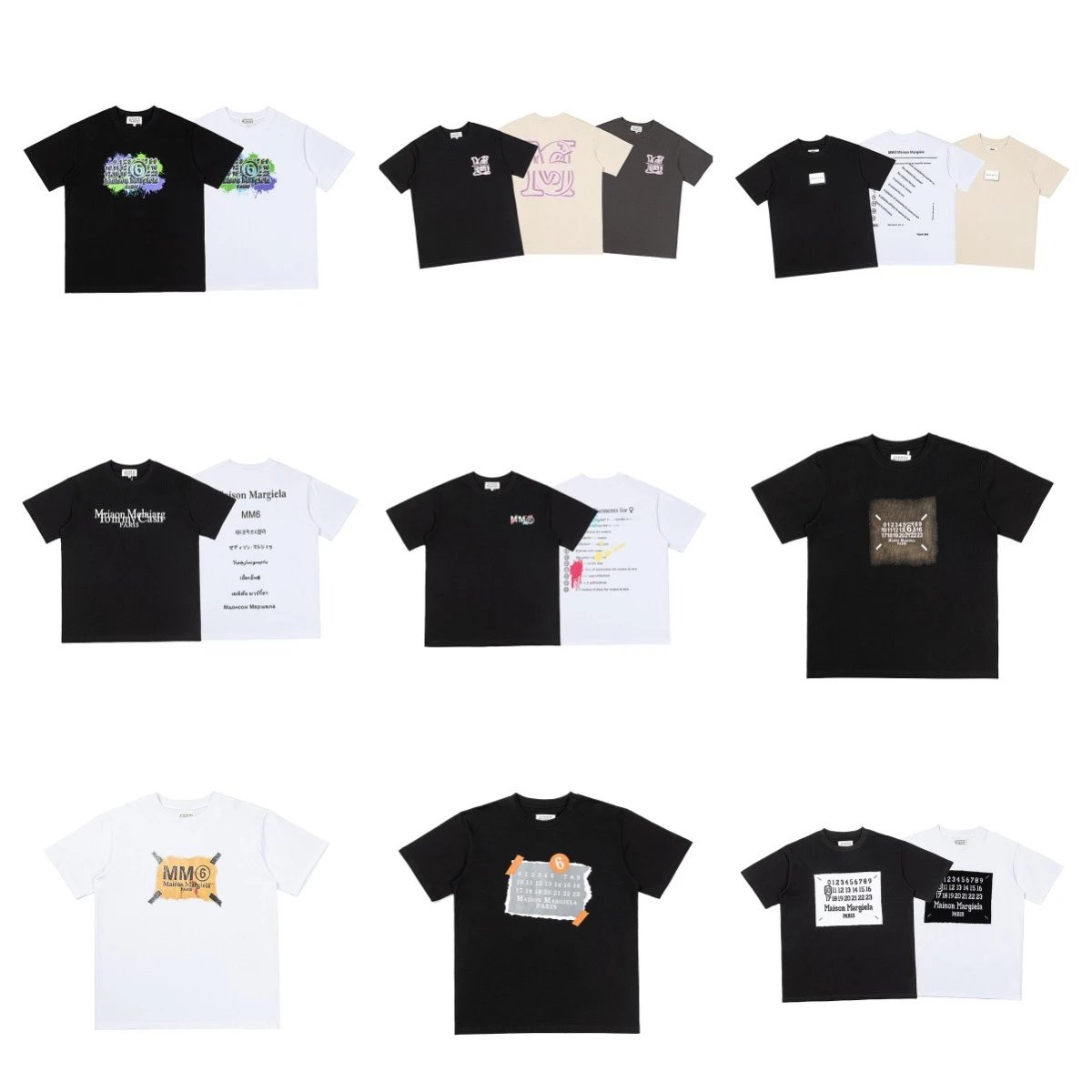 Maison Margiela MM6 Graphic Print Cotton T-Shirt Collection Multicolor