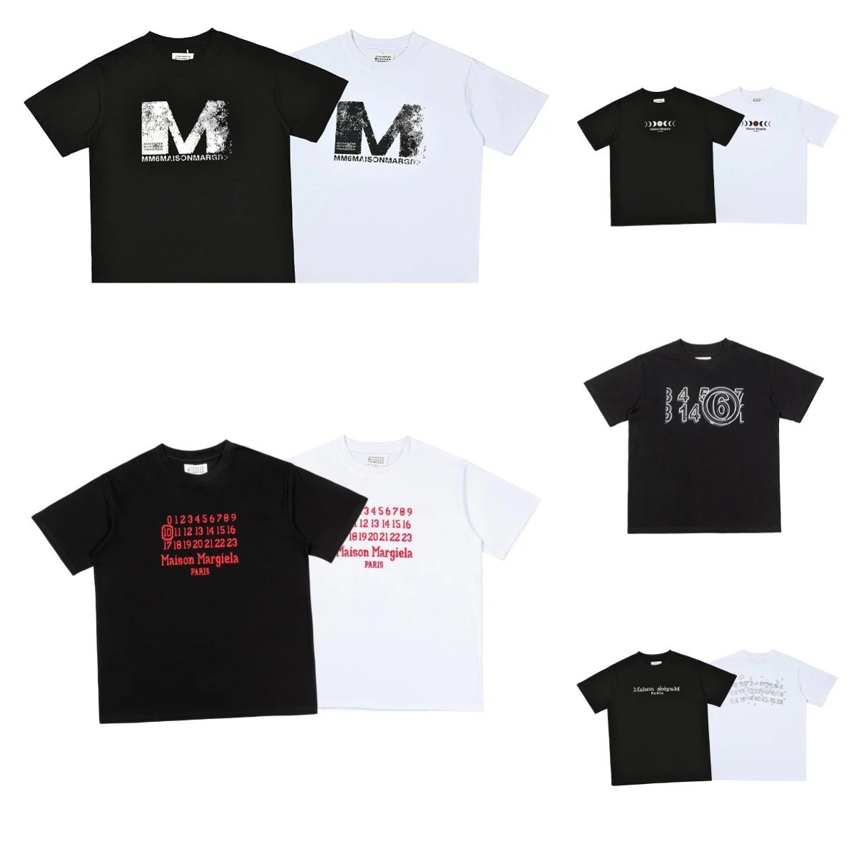 Maison Margiela Graphic Print Cotton T-Shirt Black and White