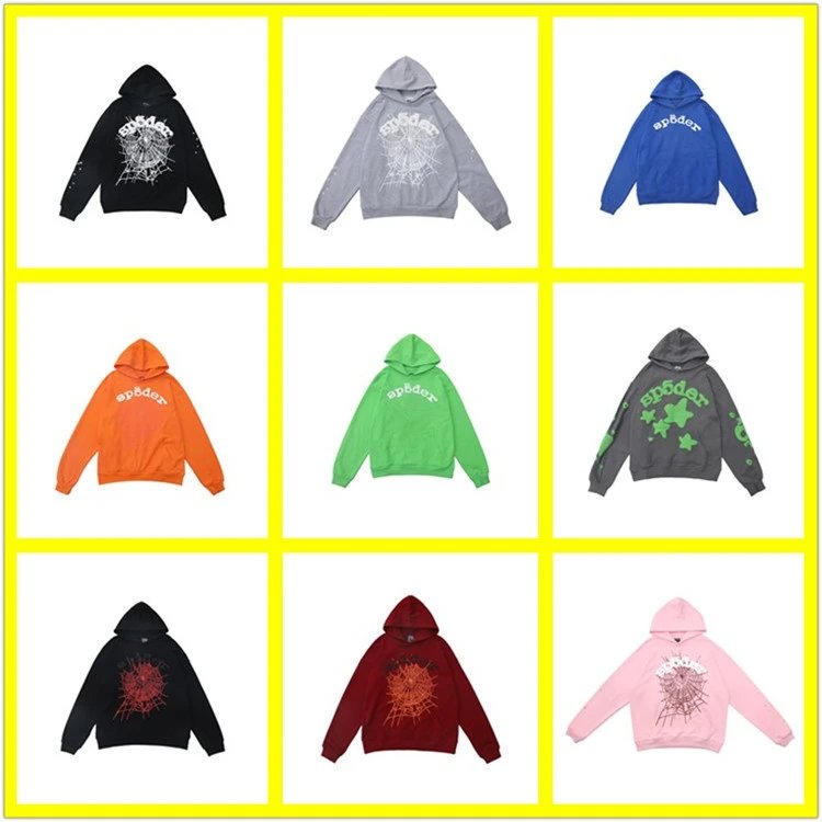 Sp5der Web Graphic Streetwear Hoodie Multicolor