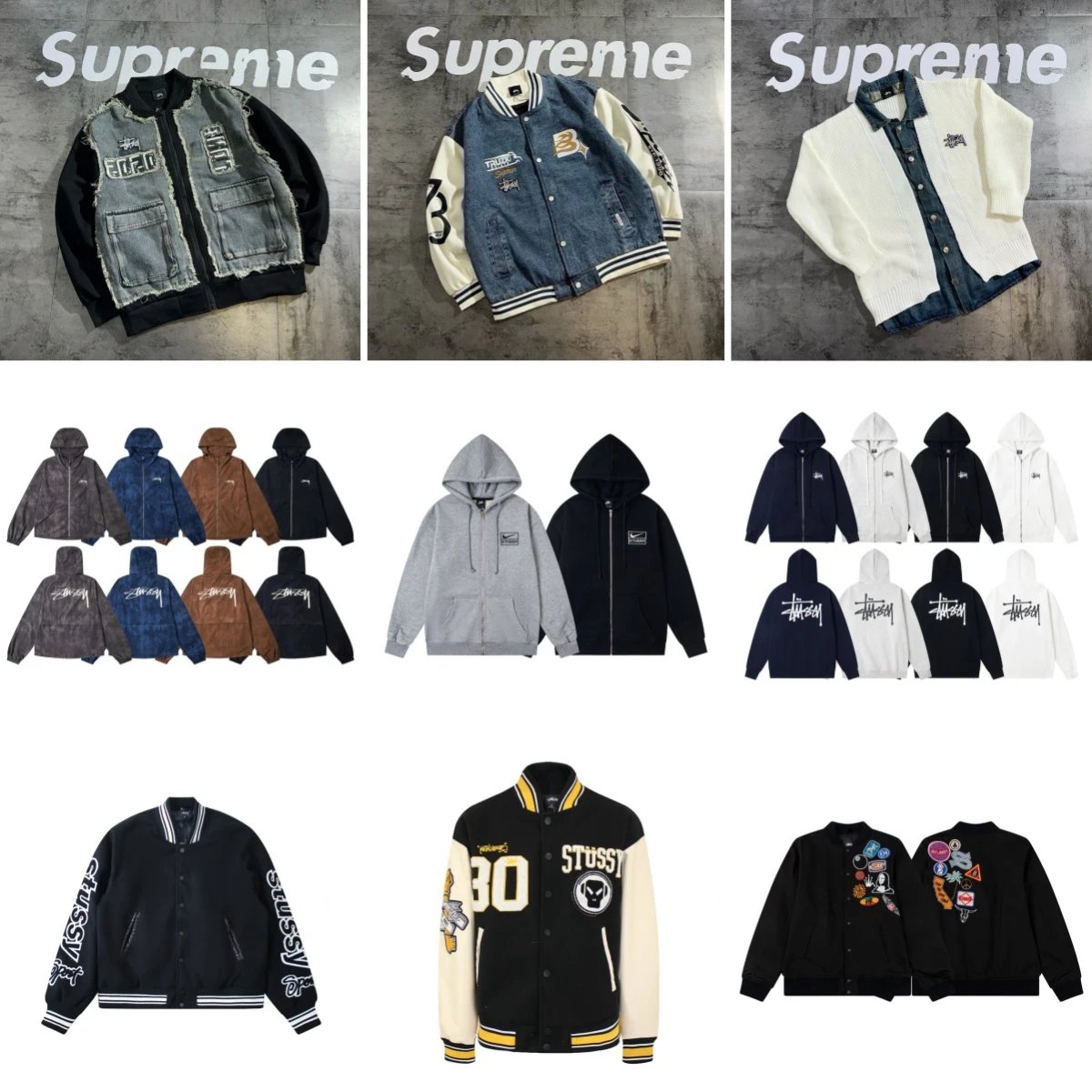 Stussy Varsity and Zip-Up Streetwear Jackets and Hoodies Multicolor