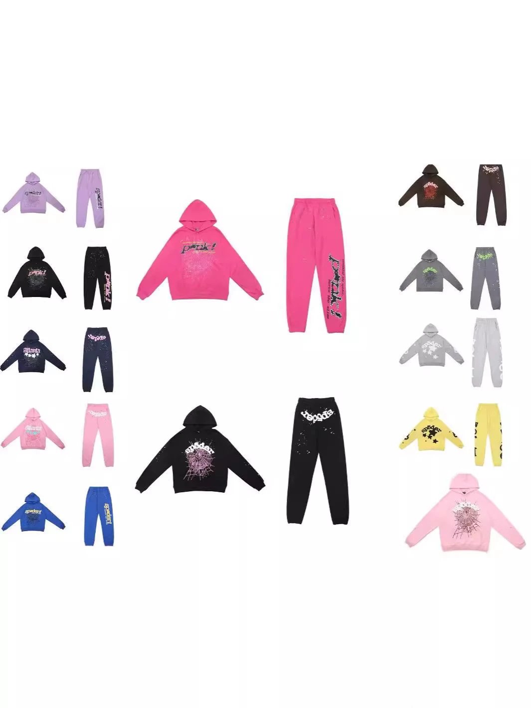 Sp5der Web Print Streetwear Matching Set Multicolor