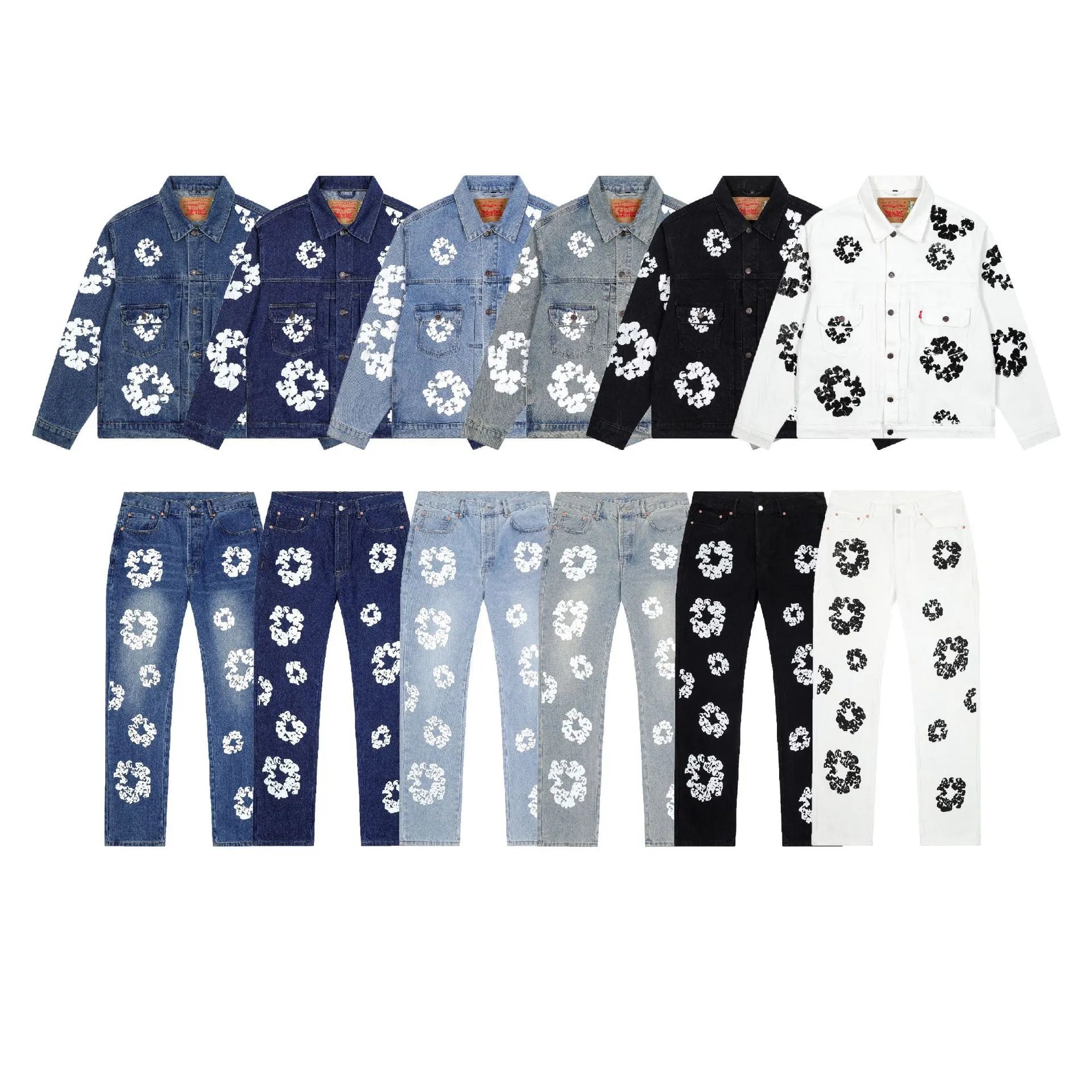 Supreme Supreme x Levi's Floral Denim Trucker Jacket and Jeans Set Multicolor