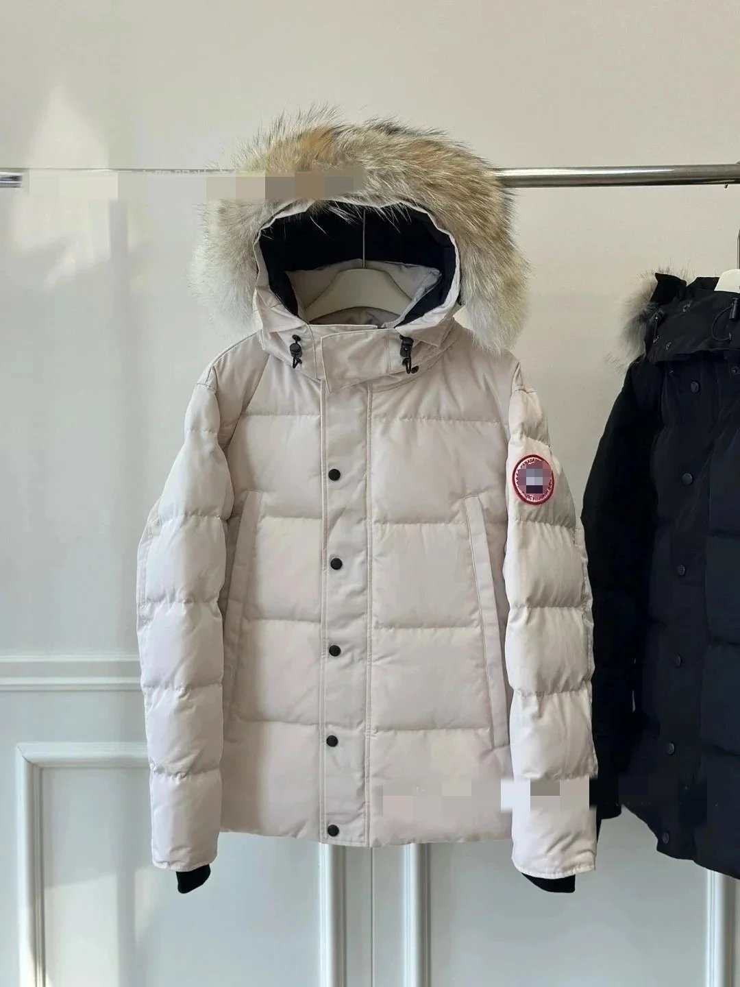 Canada Goose Wyndham Parka Fur-Trimmed Puffer Jacket White