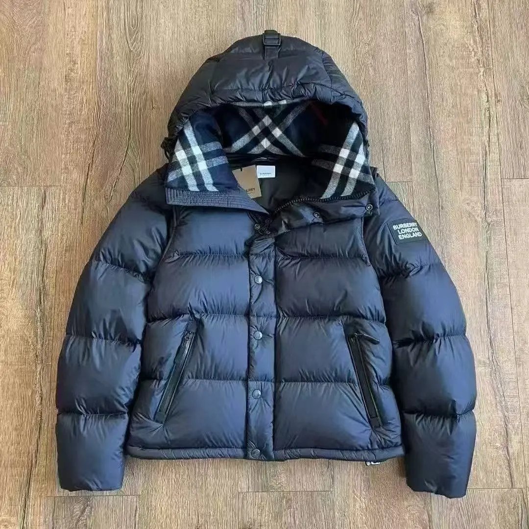 Burberry Check Lined Puffer Jacket Down Jacket Black
