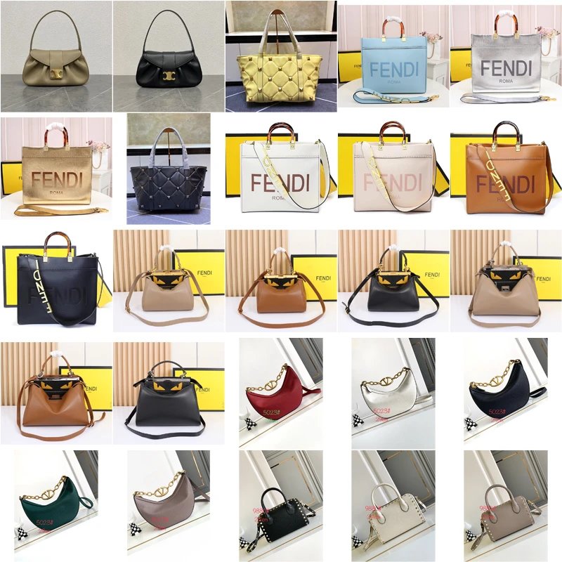 Fendi Sunshine Tote Leather Handbag Multicolor
