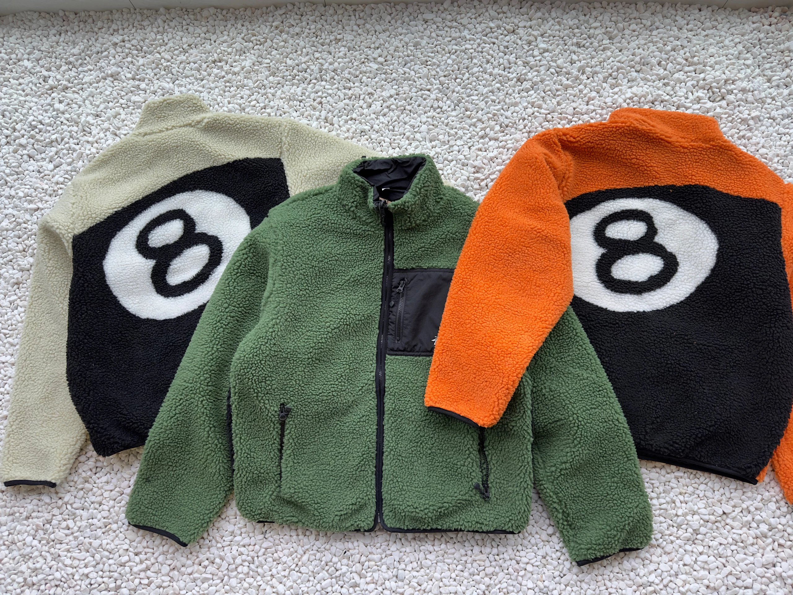 Stussy 8 Ball Sherpa Fleece Jacket Cozy Streetwear Jacket Multicolor