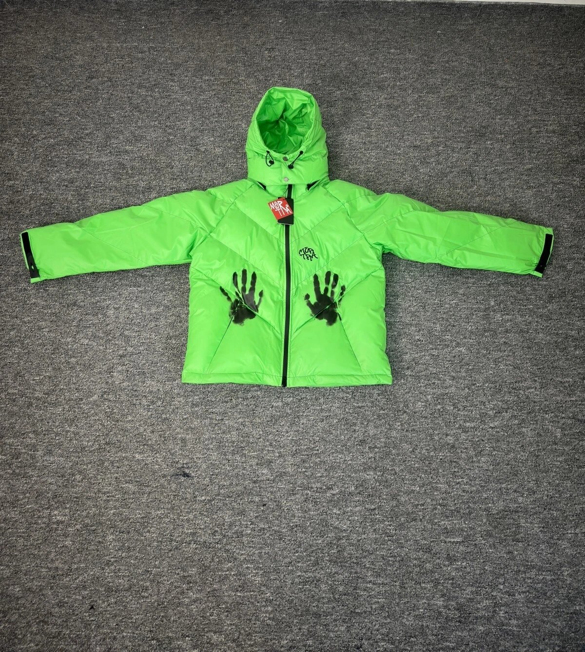 Trapstar Hand Print Puffer Jacket Streetwear Down Jacket Green