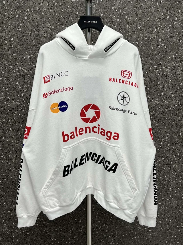 Balenciaga Multi-Icon Graphic Oversized Hoodie White