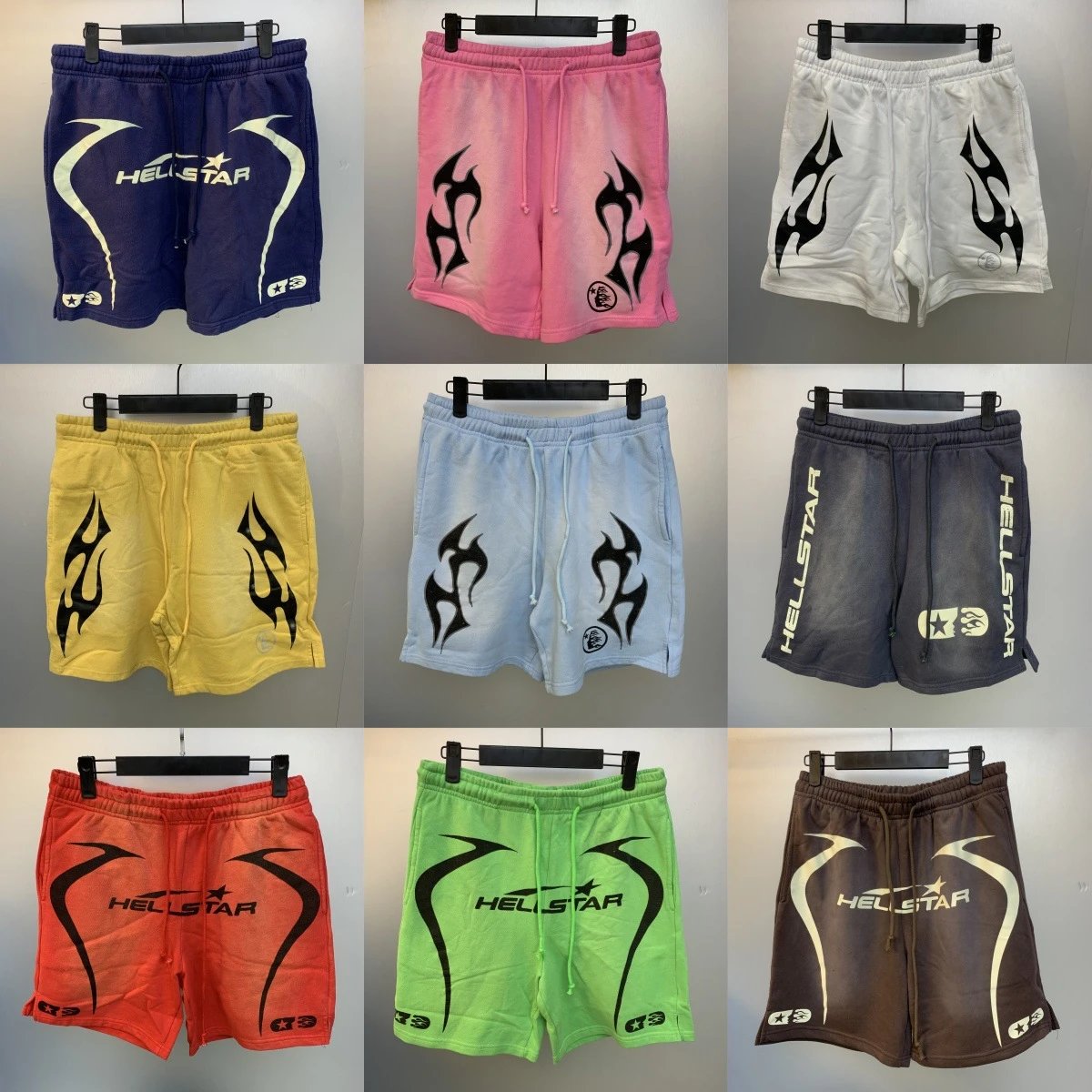 Hellstar Graphic Print Streetwear Shorts Multicolor
