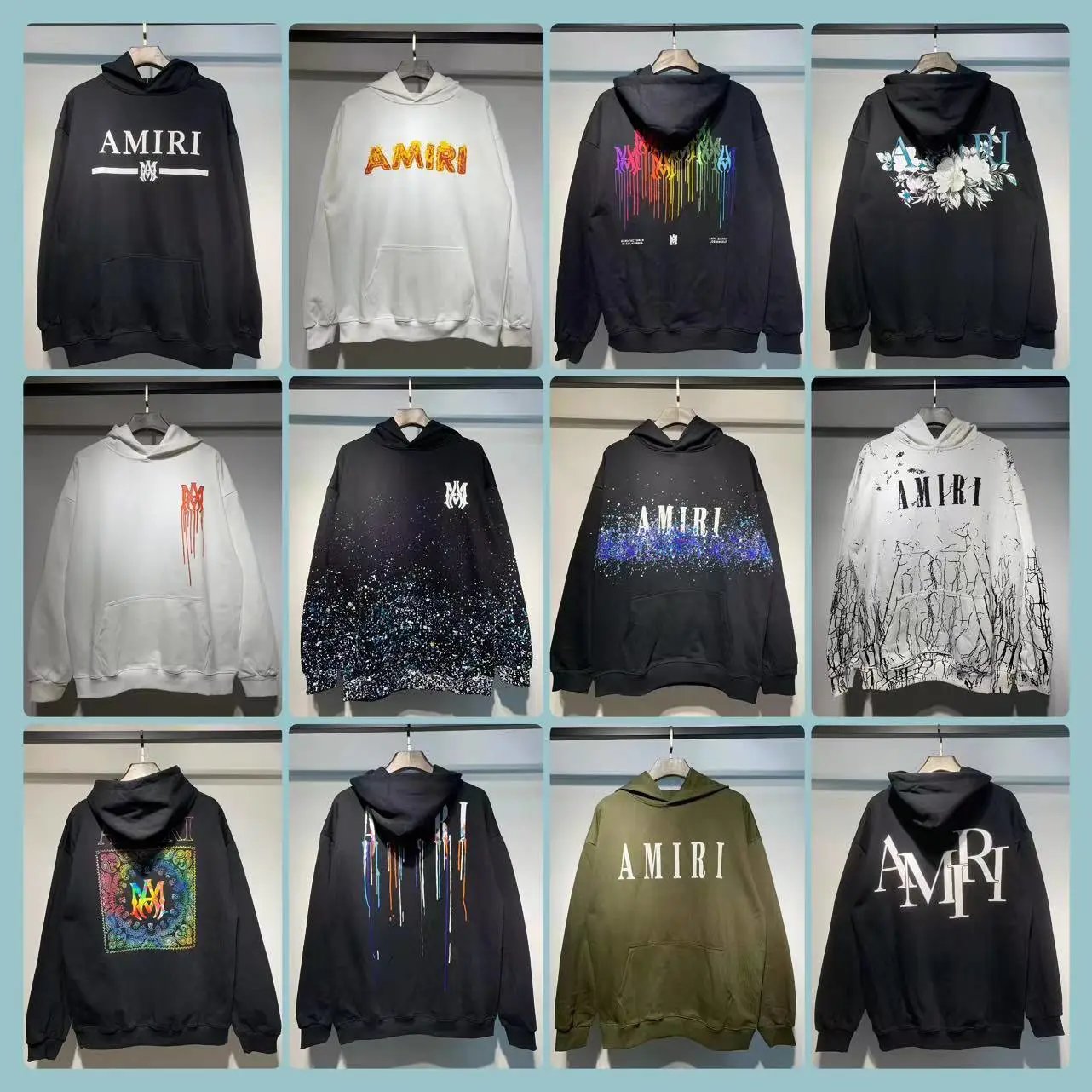 Amiri Graphic Print Oversized Hoodie Collection Black and White