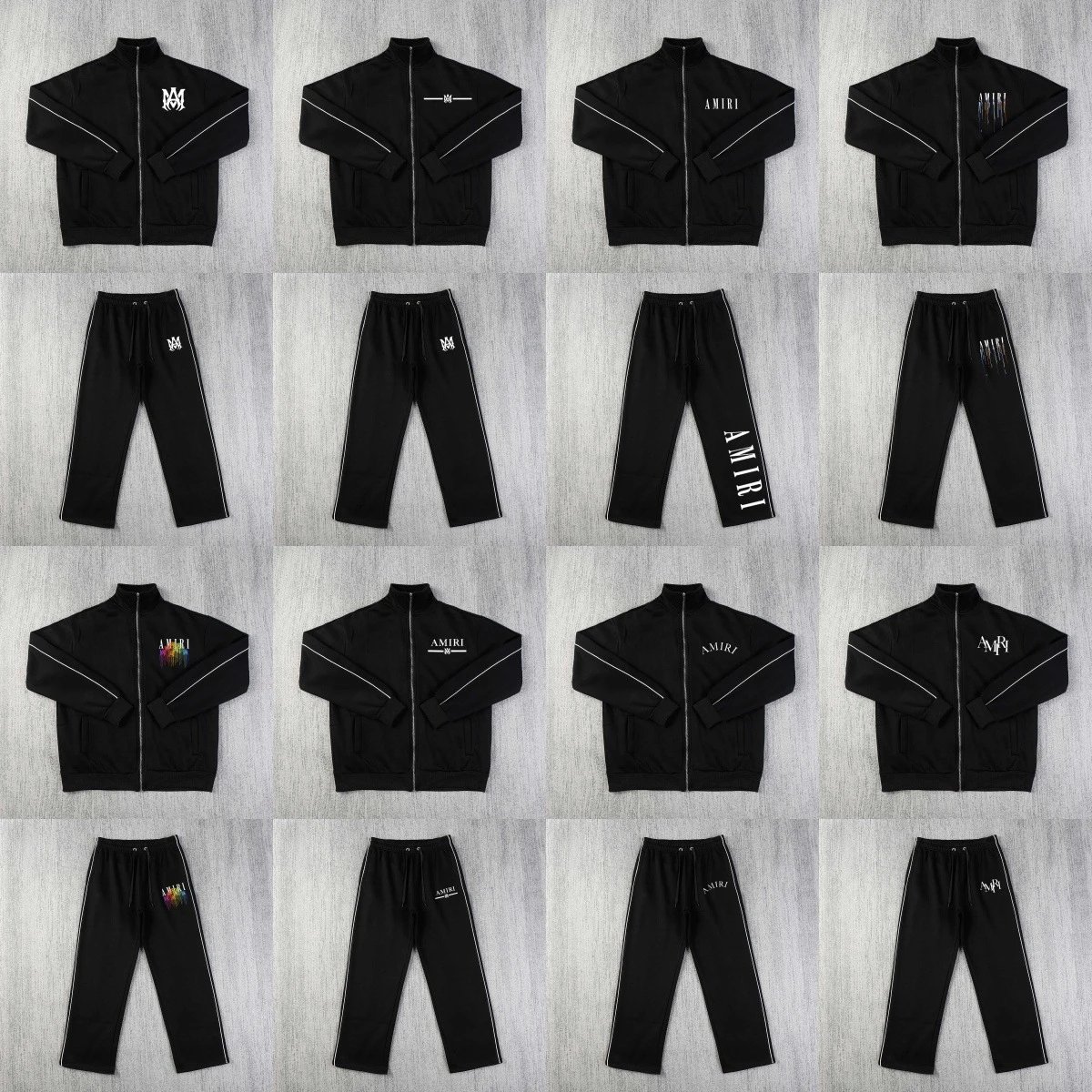 Amiri Tracksuit Set Casual Sporty Matching Set Black