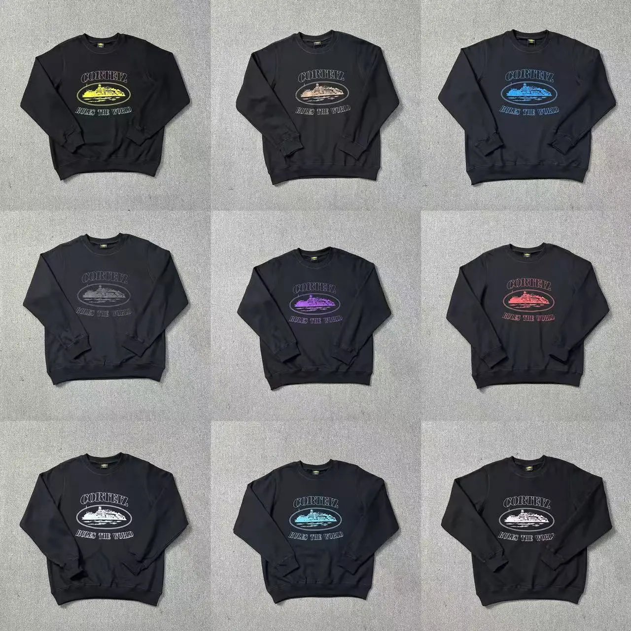 Corteiz Rules The World Graphic Streetwear Sweatshirt Multicolor