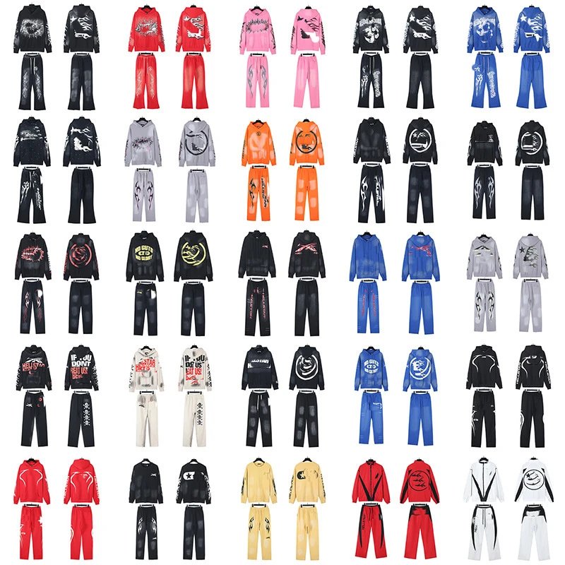Hellstar Graphic Print Streetwear Tracksuit Set Multicolor